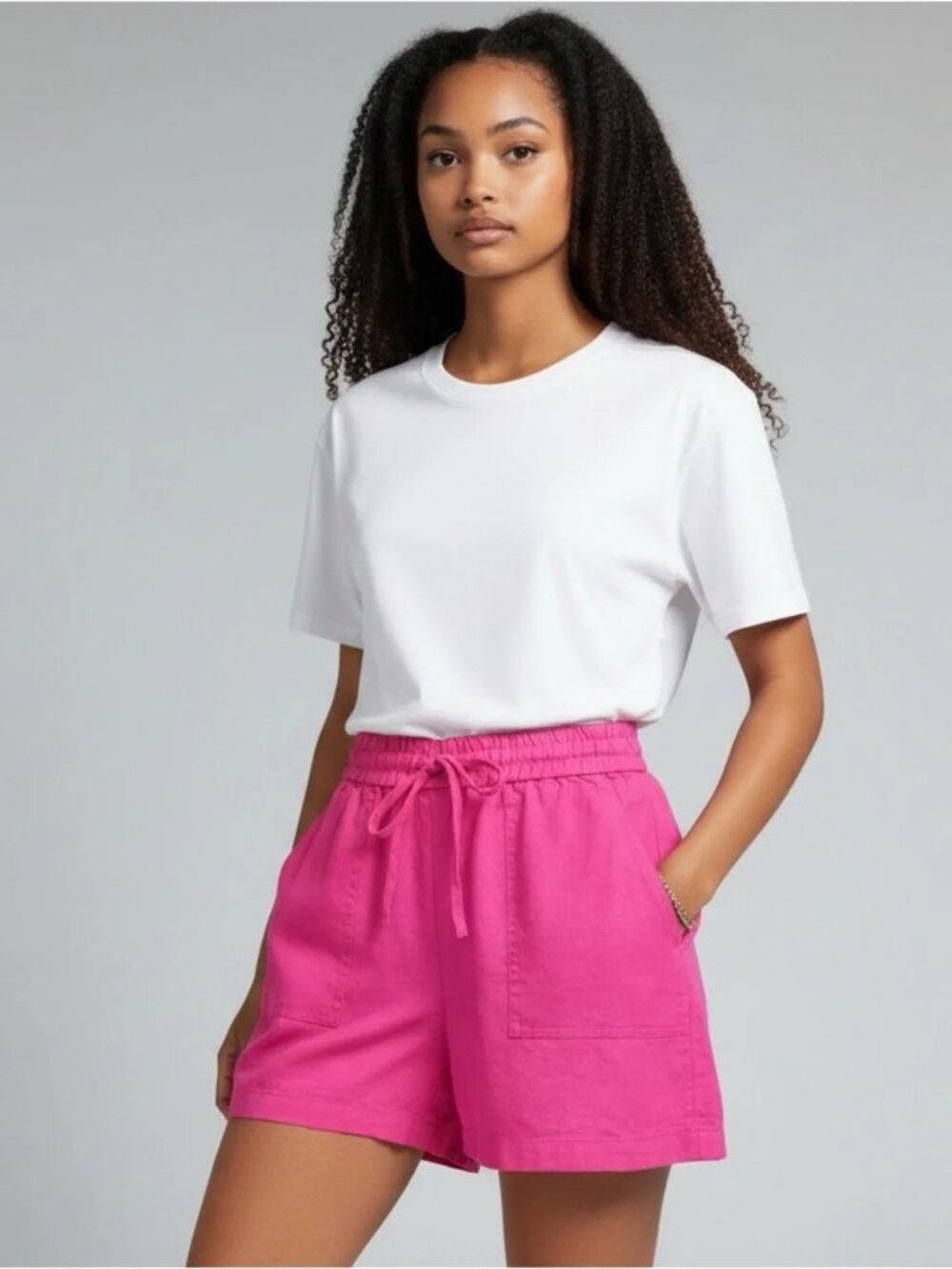 J. Crew Hot pink Linen Pull On Shorts